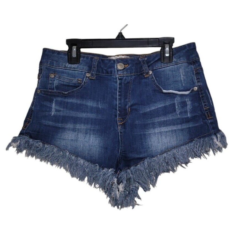 Anthropologie‎ Altard State Shorts Womens 7 Cut Off Blue Denim Distressed Jean - Picture 1 of 12
